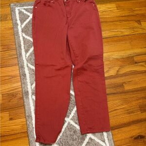 Red Straight-Leg Pants